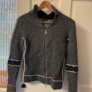 Bogner Black and White Ski Sweater with High Collar
